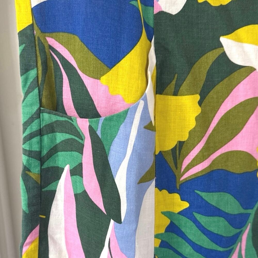 Boden Laurie Linen Shift Dress Womens Size 8R Multi Color Plum Blossom Tropical - Picture 7 of 11